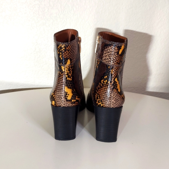 Franco Sarto Leather Snake Patterned Ankle Boots - Picture 3 of 10